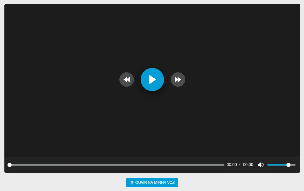 Aula de áudio com o botão Ouvir na minha voz abaixo do player